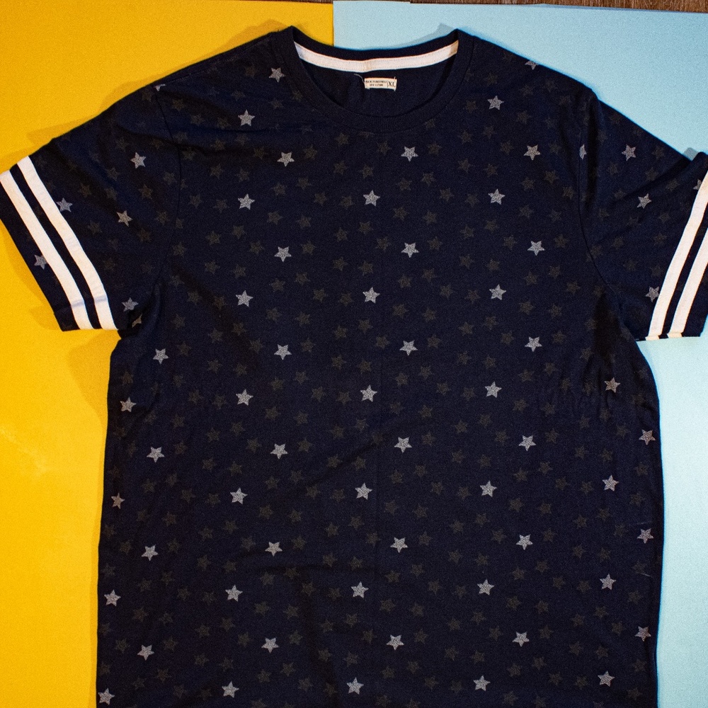 Navy Blue Star Patterned XL T-shirt